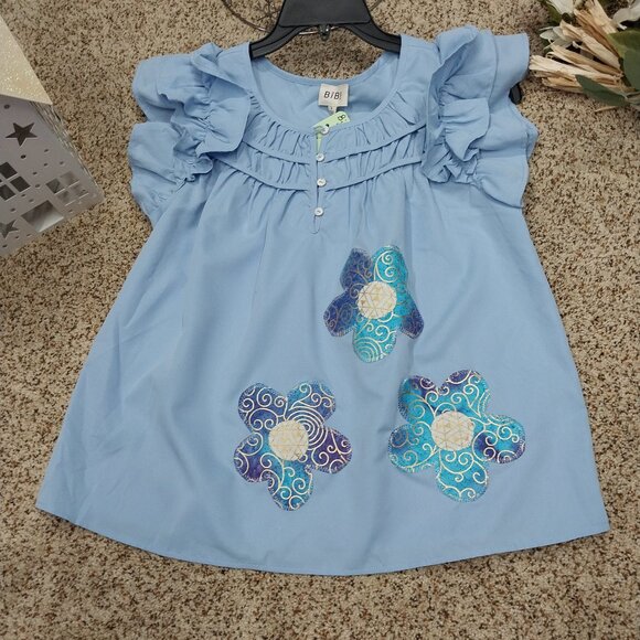 BiBi Tops - 3634 Size Small BiBi Upcycled Ruffel Top.NWOT